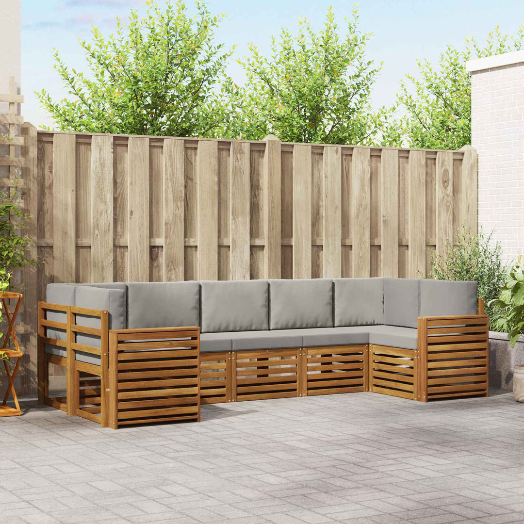 Sektionalsofa sæt med pude 7 pcs Naturlig og Lys Grå