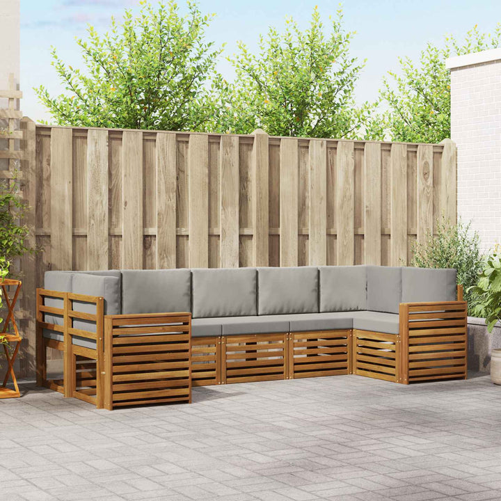 Sektionalsofa sæt med pude 7 pcs Naturlig og Lys Grå