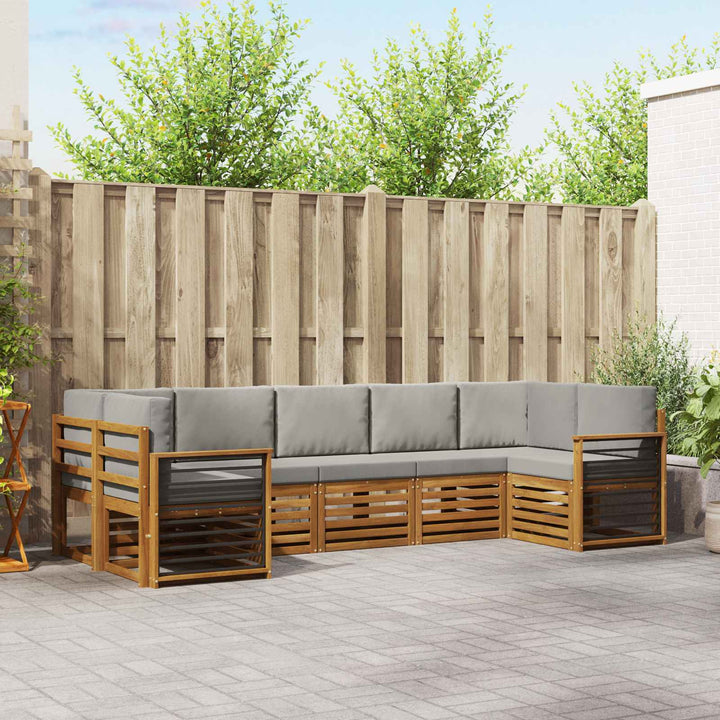 Sektionalsofa sæt med pude 7 pcs Naturlig og Lys Grå