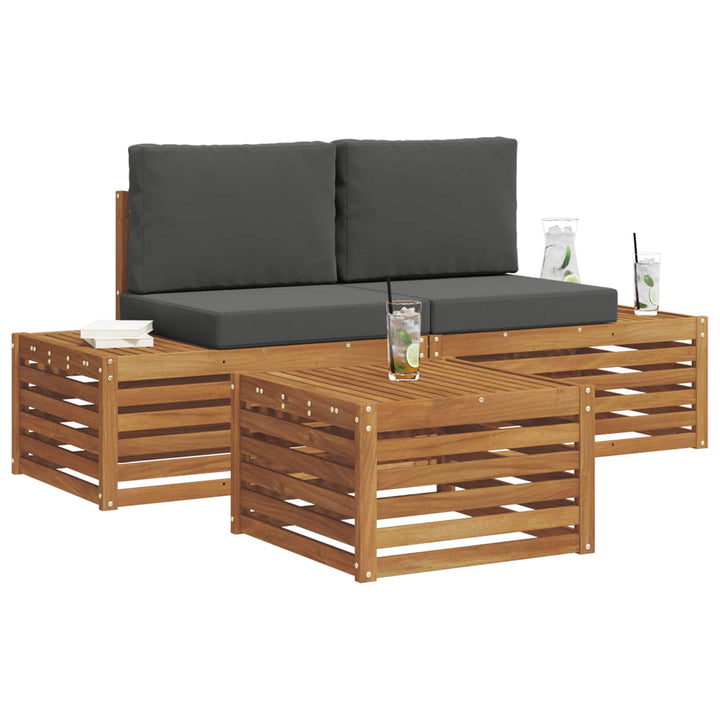 Udendørs sofagruppe Naturlig og Antracit 59 x 59 x 37 cm