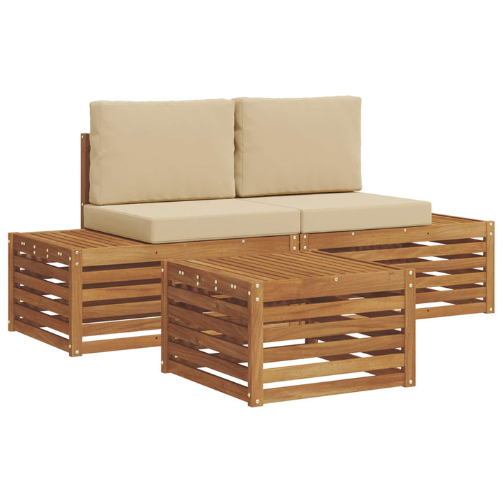 Udendørs sofagruppe med pude Naturlig og Beige 59 x 59 x 37 cm