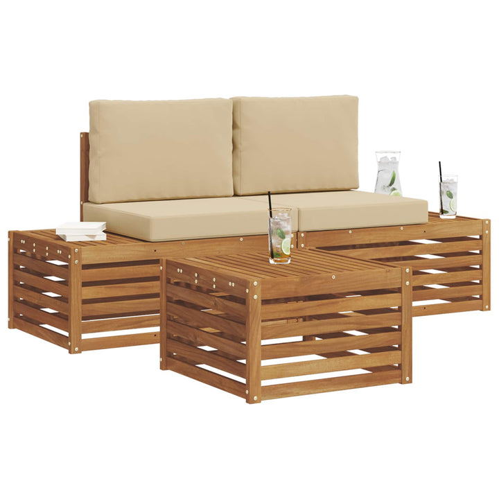 Udendørs sofagruppe med pude Naturlig og Beige 59 x 59 x 37 cm