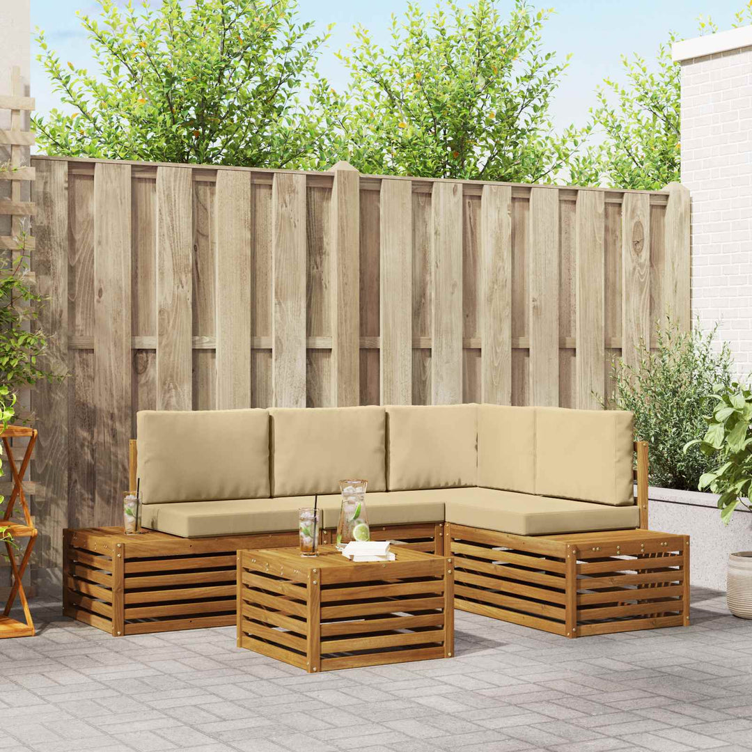 Udendørs sofagruppe med pude Naturlig og Beige 59 x 59 x 37 cm