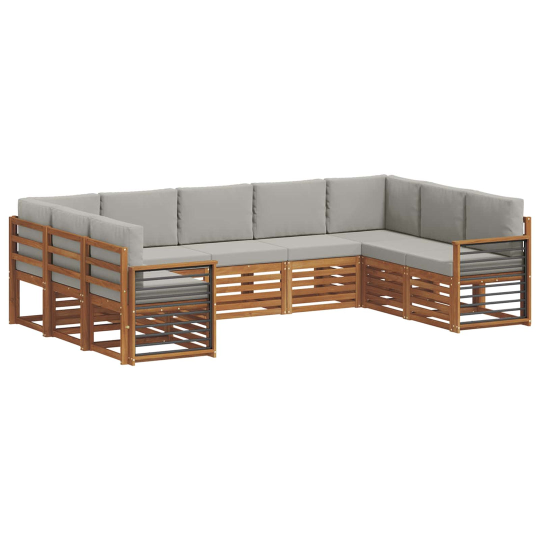 Sektionalsofa sæt med pude 9 pcs Naturlig og Lys Grå