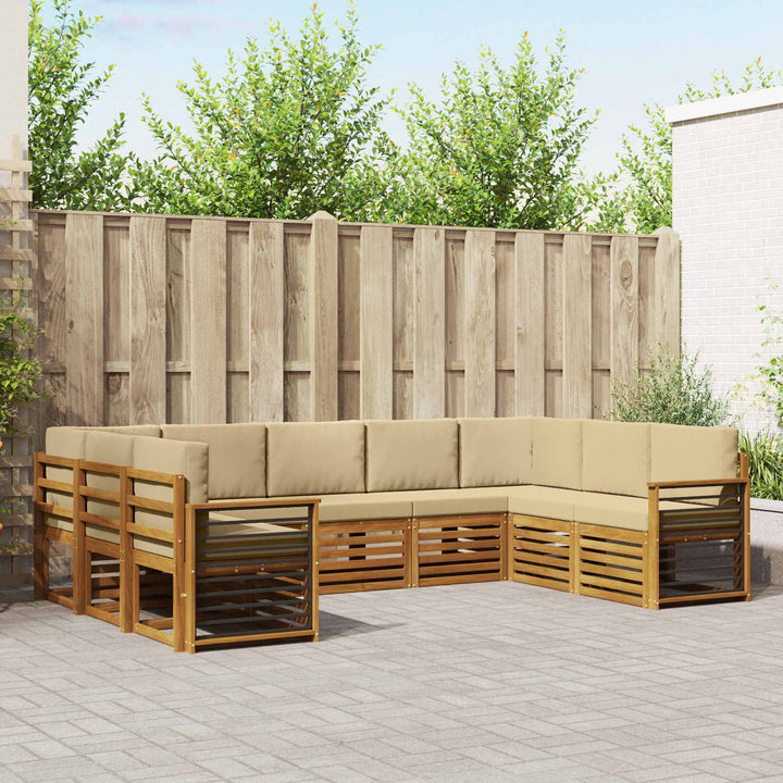 Udendørs sofagruppe 9 stk. Naturlig og Beige