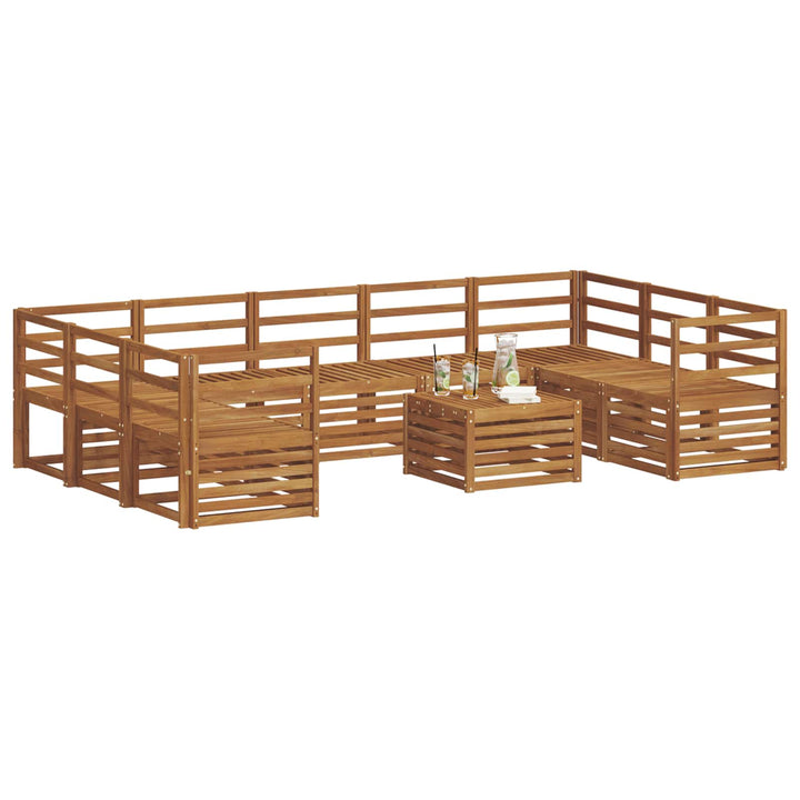 Sofasæt 10 pcs Naturfarvet Massivt Akacietræ