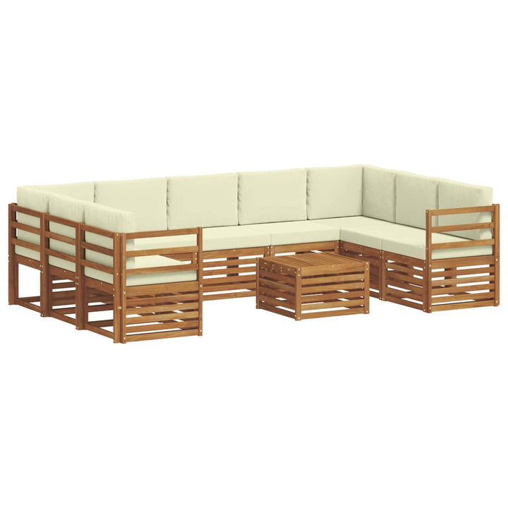 Sofasæt med pude 10 pcs Naturlig og Fløde Massivt Akacietræ