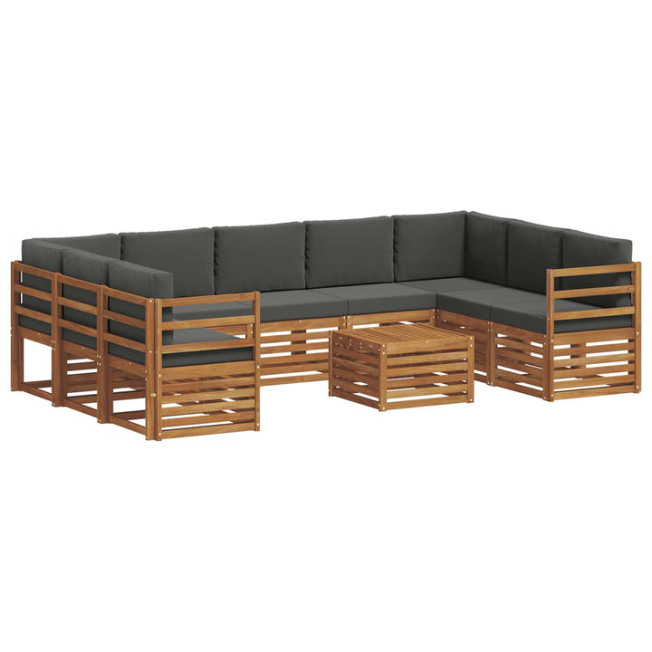 Sofasæt med pude 10 pcs Naturlig og Antracit Massivt Akacietræ