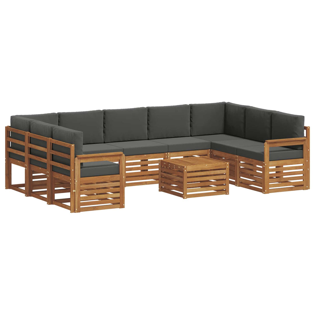 Sofasæt med pude 10 pcs Naturlig og Antracit Massivt Akacietræ