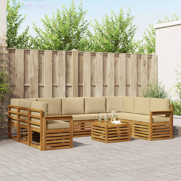 Sofasæt med pude 10 pcs Naturlig og Beige Massivt Akacietræ