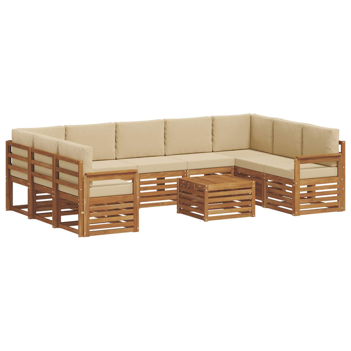 Sofasæt med pude 10 pcs Naturlig og Beige Massivt Akacietræ