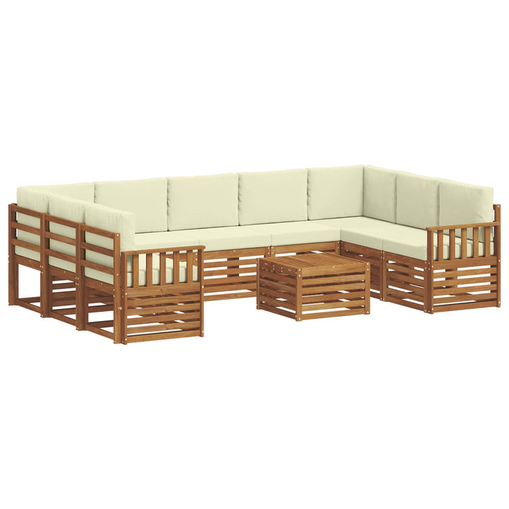 Sofasæt med pude 10 pcs Naturlig og Fløde Massivt Akacietræ