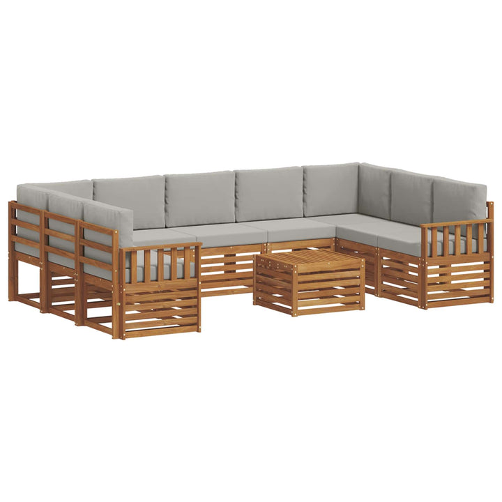 Sofasæt med pude 10 pcs Naturlig og Lys Grå Massivt Akacietræ