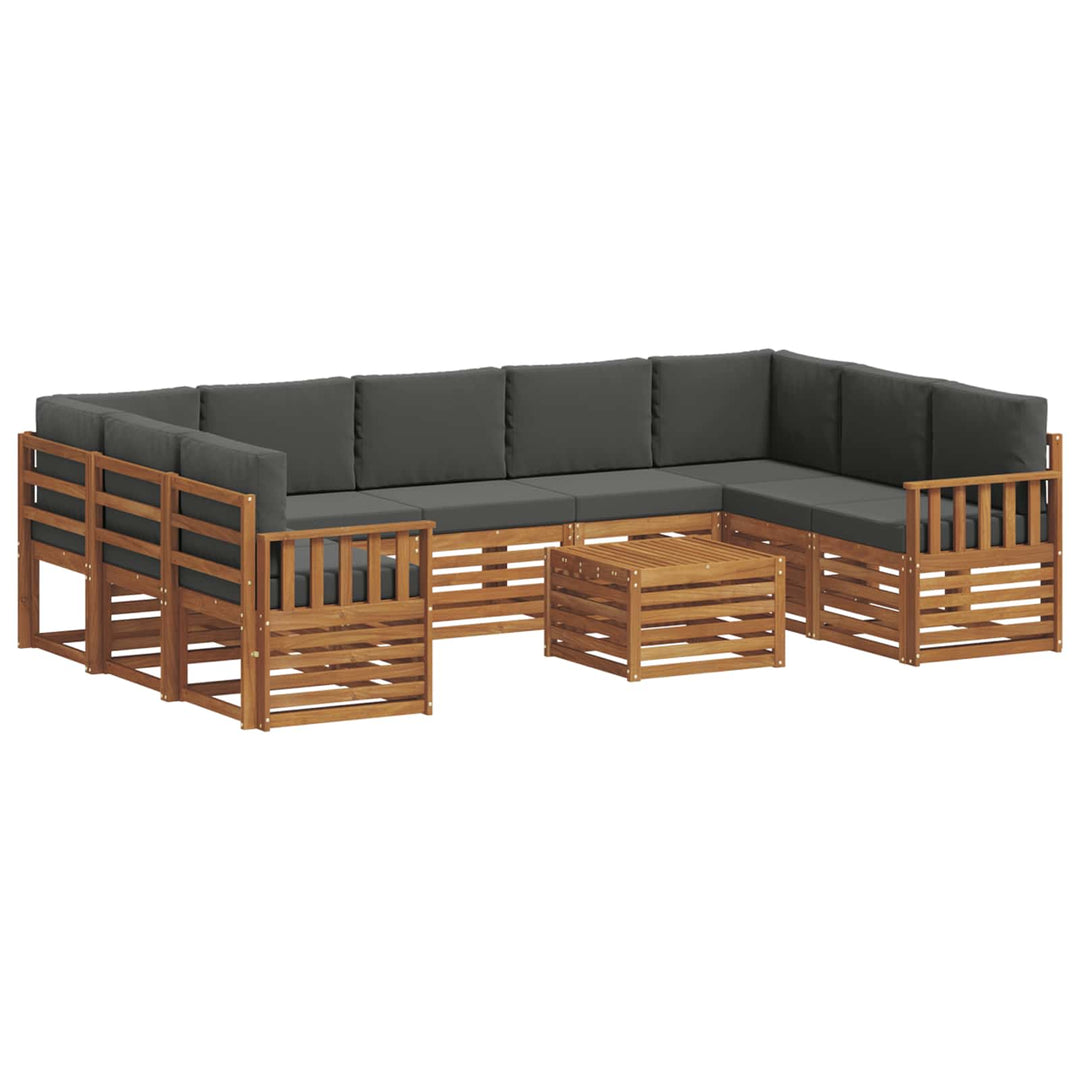 Sofasæt med pude 10 pcs Naturlig og Antracit Massivt Akacietræ
