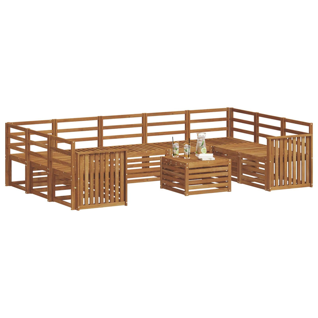 Sofasæt 10 pcs Naturfarvet Massivt Akacietræ