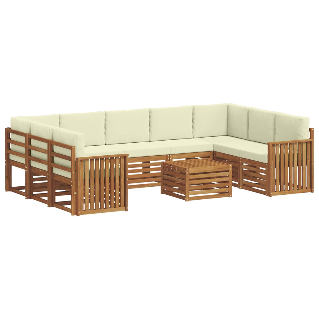Sofasæt med pude 10 pcs Naturlig og Fløde Massivt Akacietræ