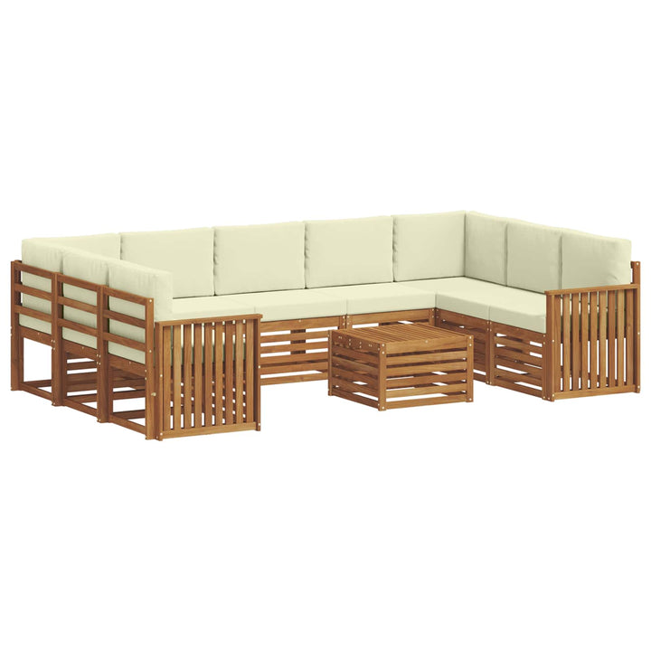 Sofasæt med pude 10 pcs Naturlig og Fløde Massivt Akacietræ
