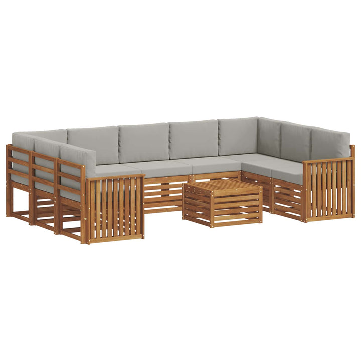 Sofasæt med pude 10 pcs Naturlig og Lys Grå Massivt Akacietræ
