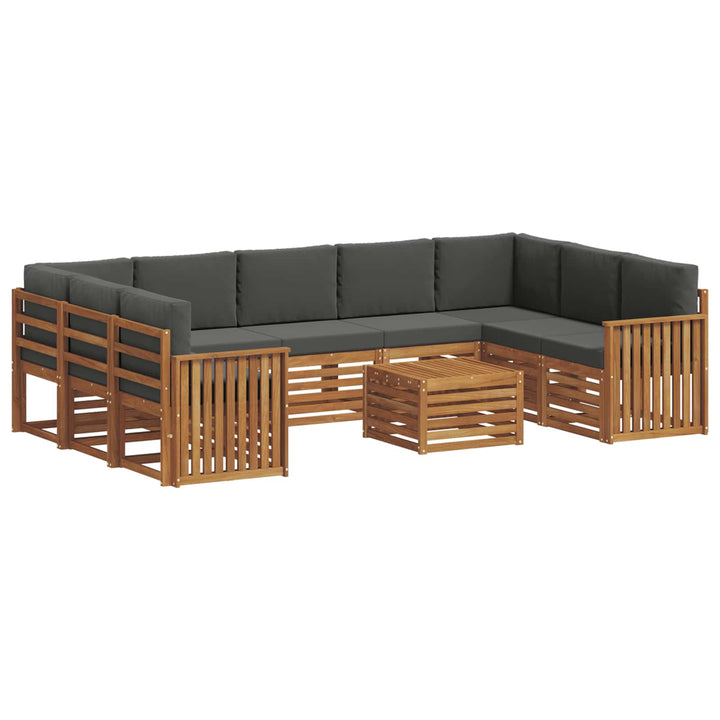 Sofasæt med pude 10 pcs Naturlig og Antracit Massivt Akacietræ