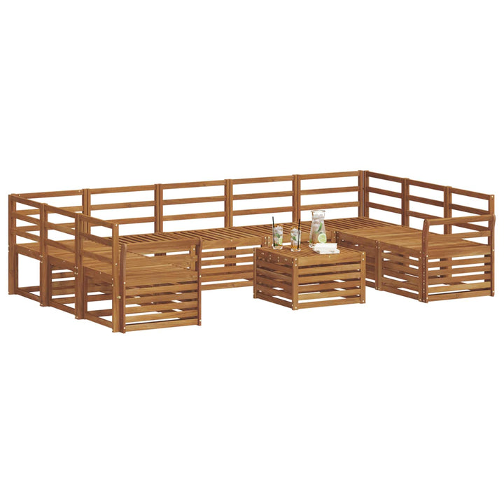 Sofasæt 10 pcs Naturfarvet Massivt Akacietræ