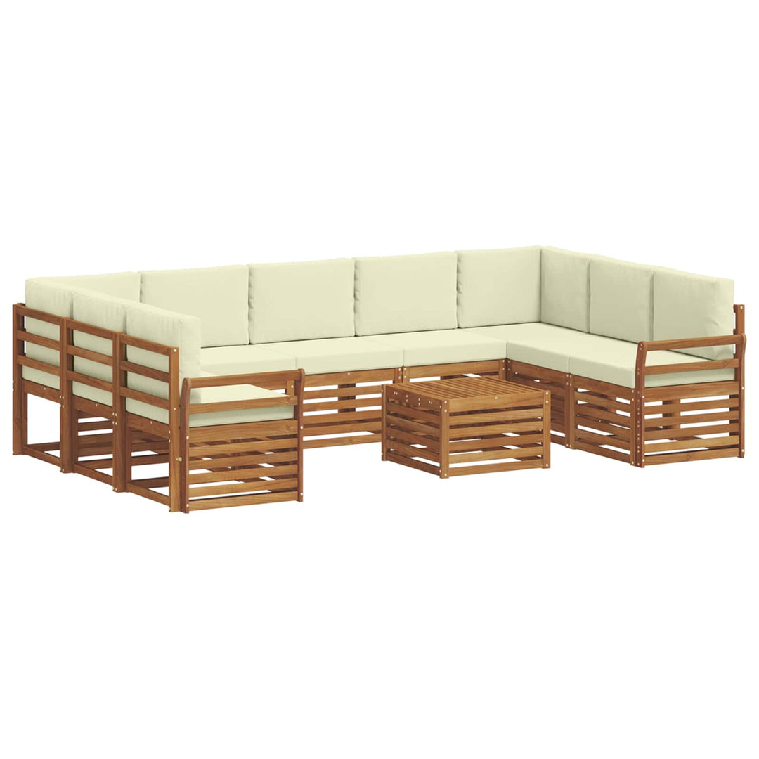 Sofasæt med pude 10 pcs Naturlig og Fløde Massivt Akacietræ