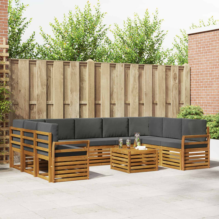 Sofasæt med pude 10 pcs Naturlig og Antracit Massivt Akacietræ
