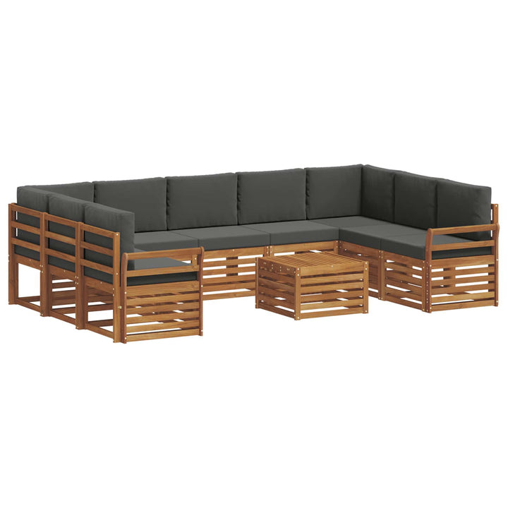 Sofasæt med pude 10 pcs Naturlig og Antracit Massivt Akacietræ