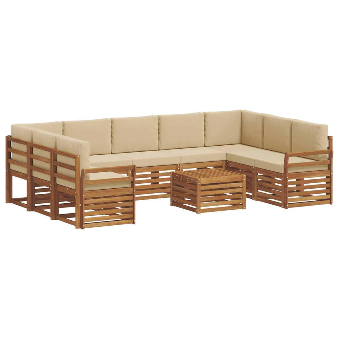 Sofasæt med pude 10 pcs Naturlig og Beige Massivt Akacietræ