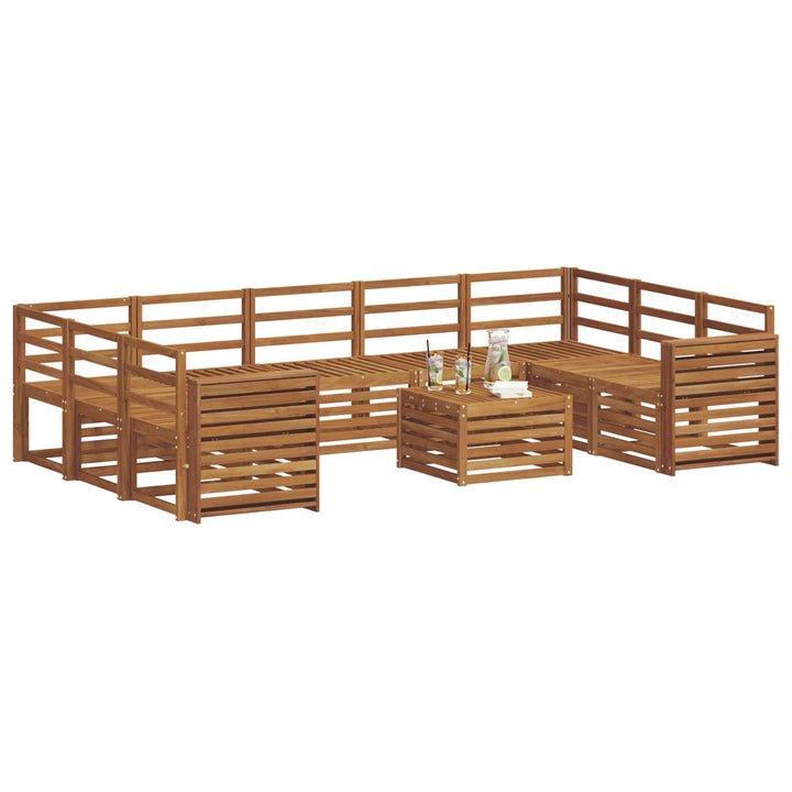Sofasæt 10 pcs Naturfarvet Massivt Akacietræ
