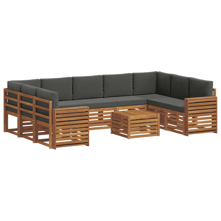 Sofasæt med pude 10 pcs Naturlig og Antracit Massivt Akacietræ