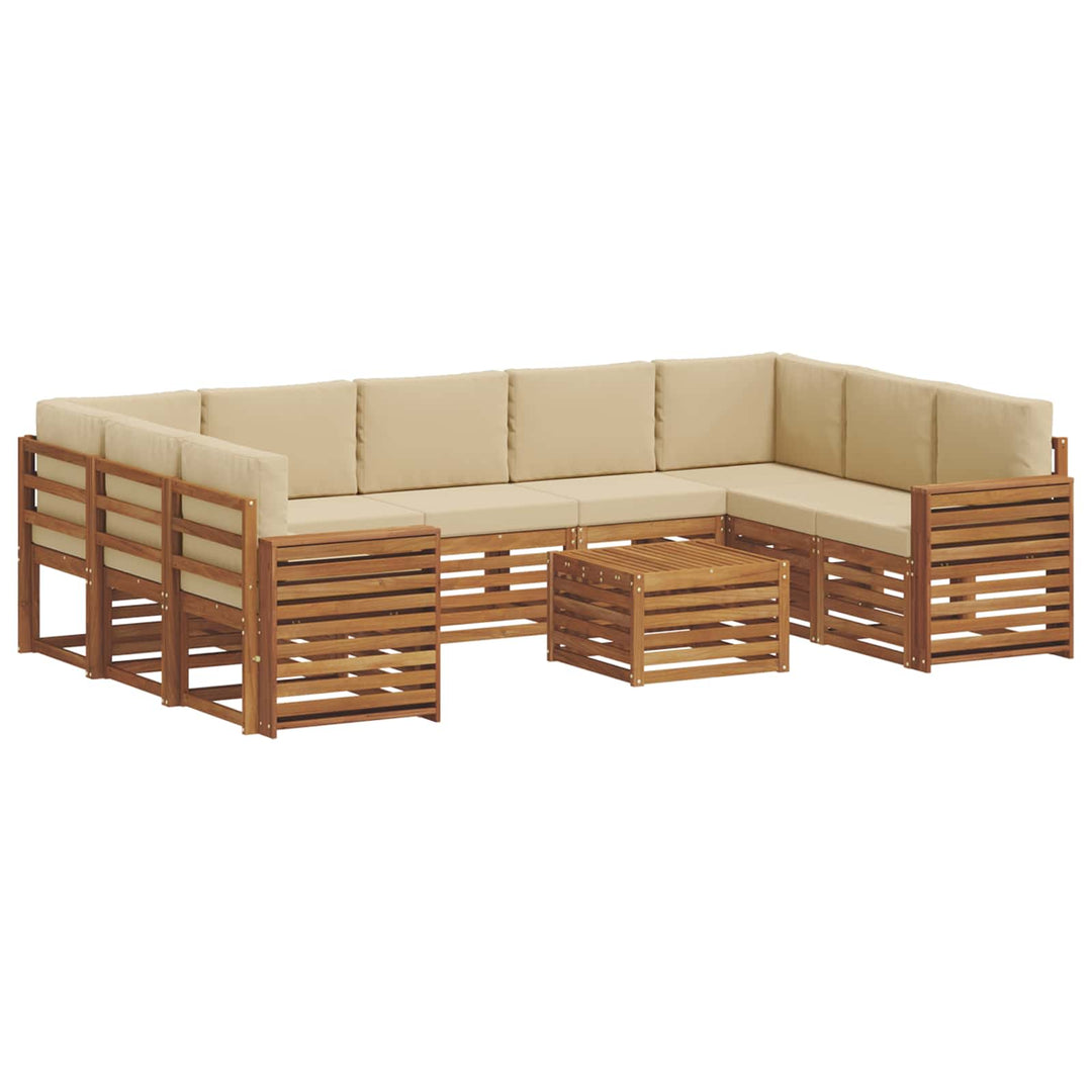 Sofasæt med pude 10 pcs Naturlig og Beige Massivt Akacietræ