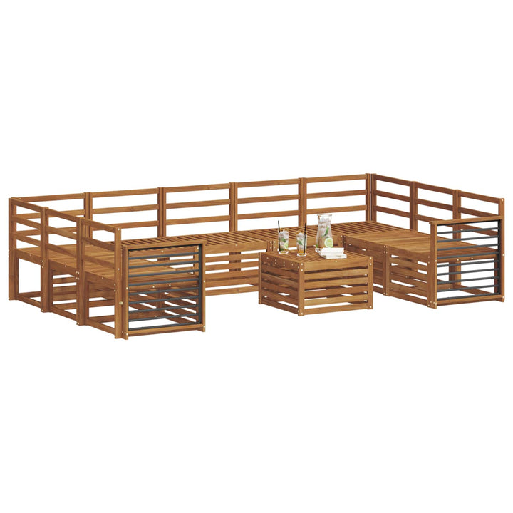 Sofasæt 10 pcs Naturfarvet Massivt Akacietræ