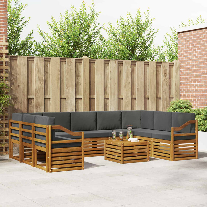 Sofasæt med pude 10 pcs Naturlig og Antracit Massivt Akacietræ