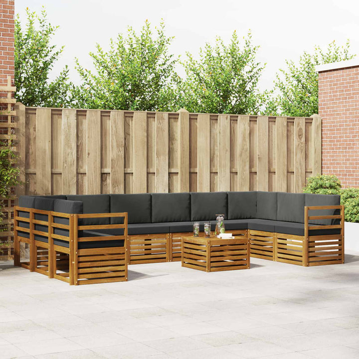 Udendørs sofagruppe med pude 11 pcs Naturlig og Antracit