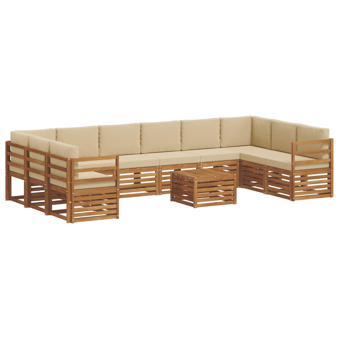 Udendørs sofagruppe 11 pcs Naturlig og Beige Massivt Akacietræ