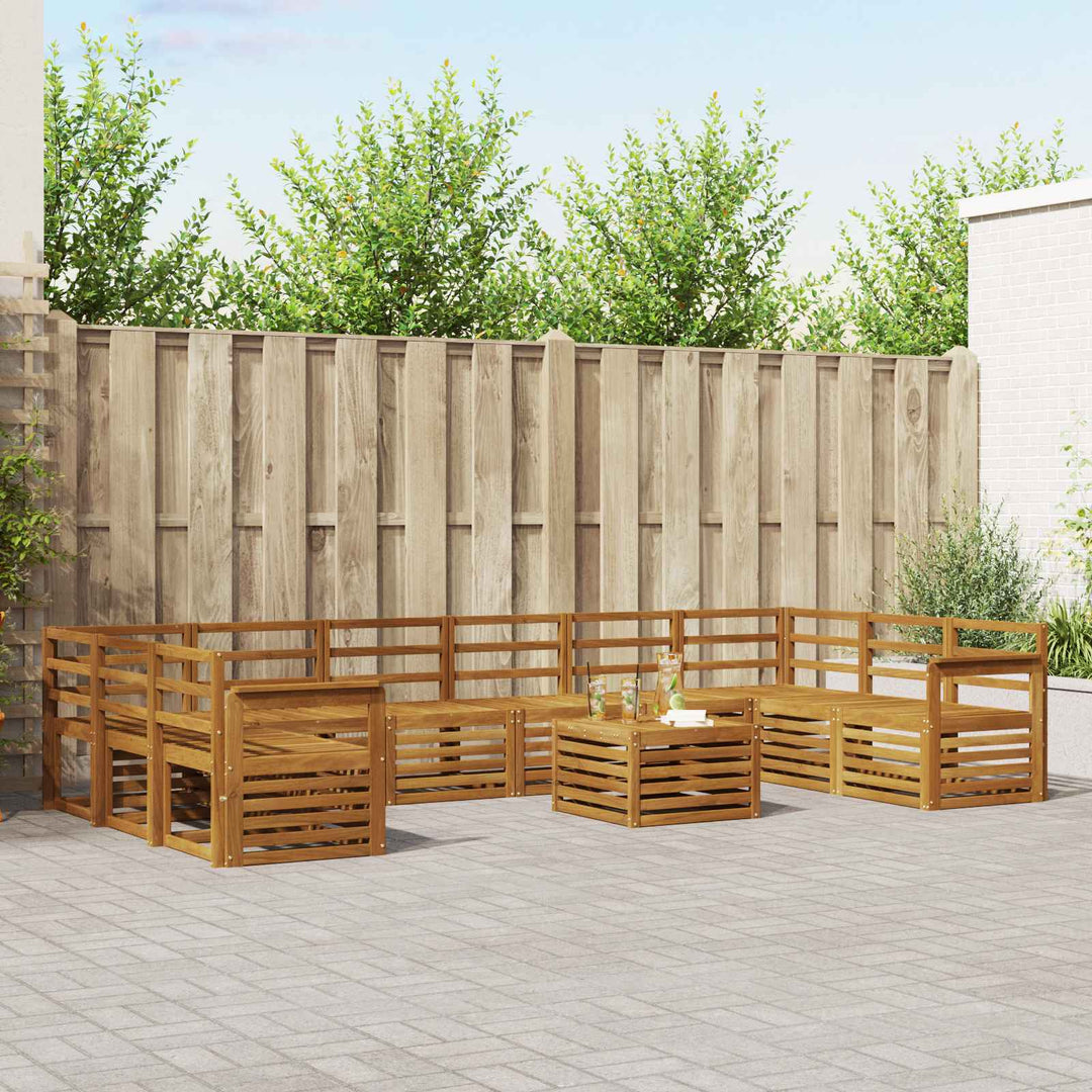 Udendørs sofagruppe 11 pcs Naturfarvet Massivt Akacietræ