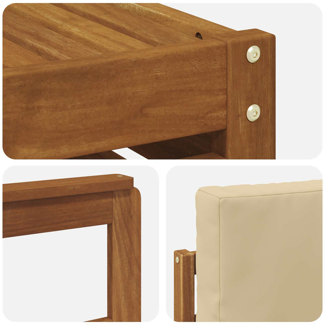 Udendørs sofagruppe 11 pcs Naturlig og Beige Massivt Akacietræ