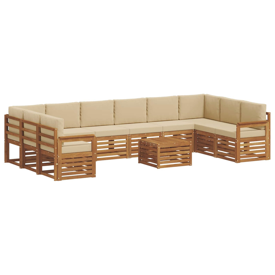 Udendørs sofagruppe 11 pcs Naturlig og Beige Massivt Akacietræ