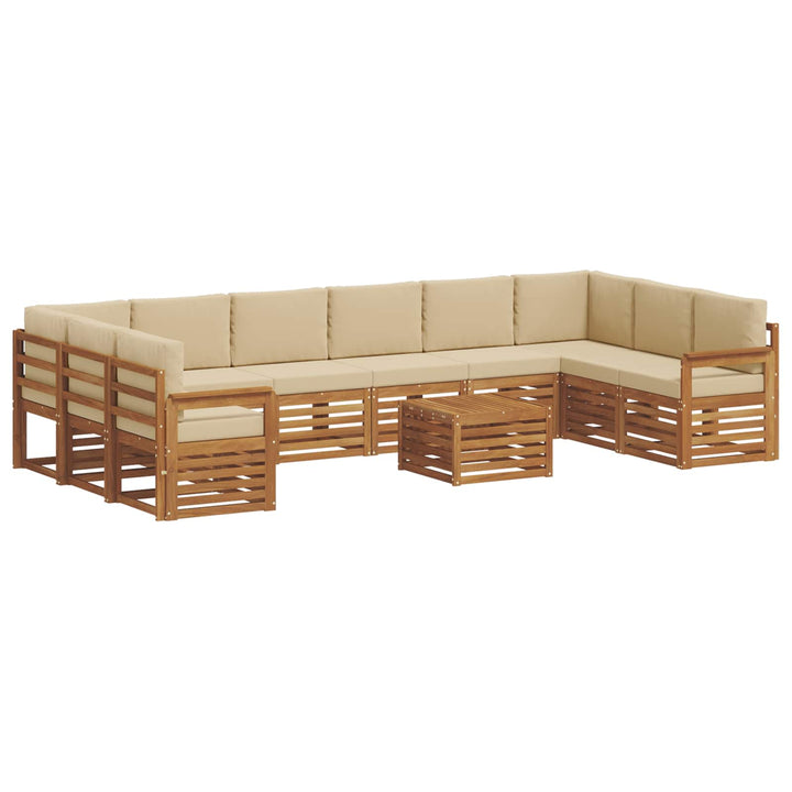 Udendørs sofagruppe 11 pcs Naturlig og Beige Massivt Akacietræ