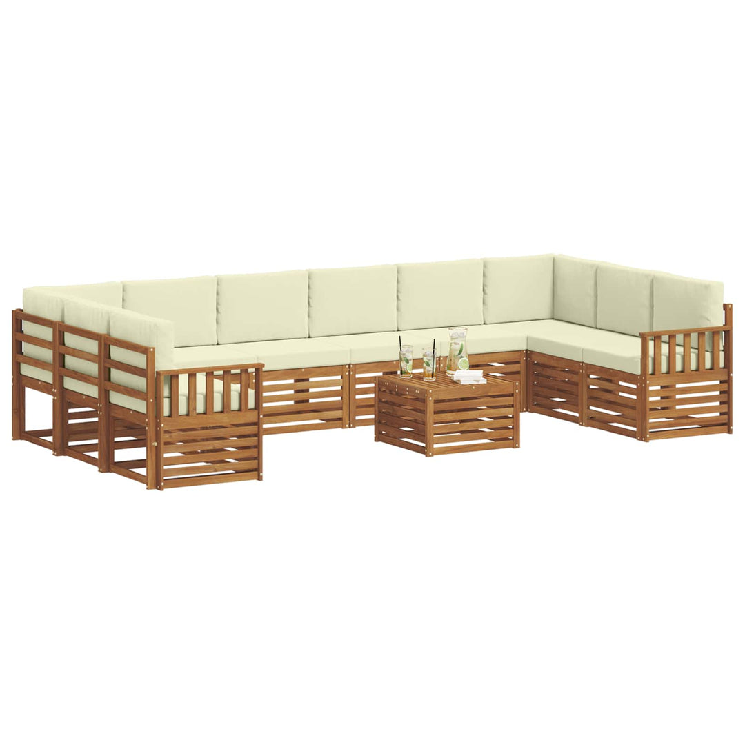 Udendørs sofagruppe 11 pcs Naturlig og Fløde Massivt Akacietræ