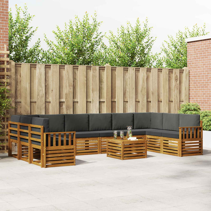 Udendørs sofagruppe med pude 11 pcs Naturlig og Antracit