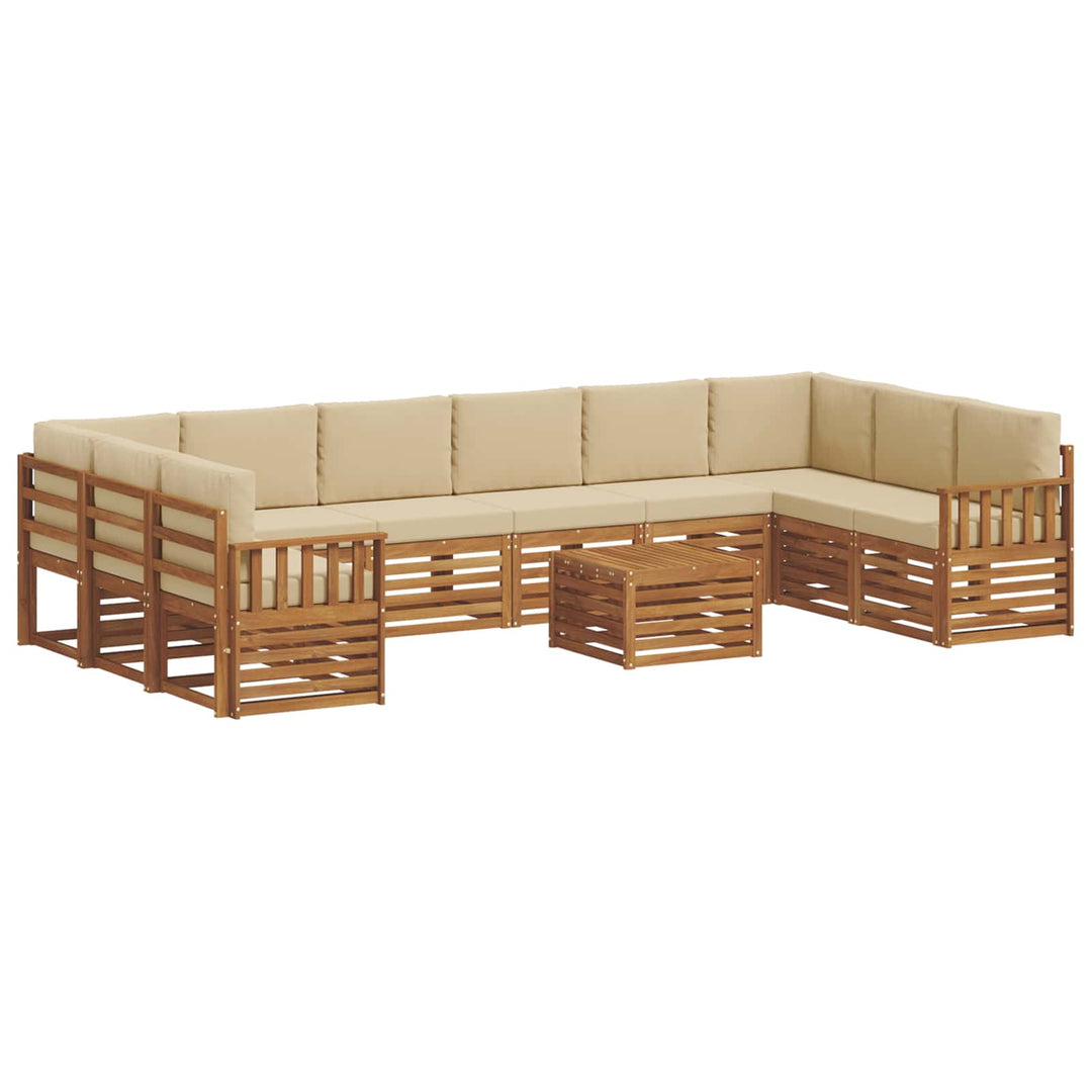 Udendørs sofagruppe 11 pcs Naturlig og Beige Massivt Akacietræ