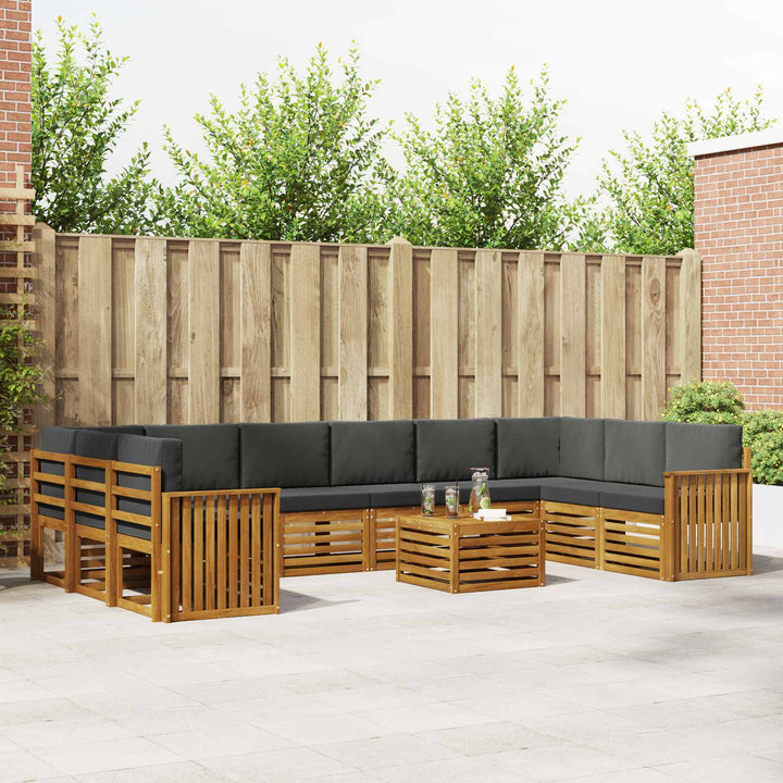 Udendørs sofagruppe med pude 11 pcs Naturlig og Antracit