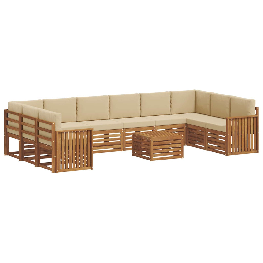 Udendørs sofagruppe 11 pcs Naturlig og Beige Massivt Akacietræ