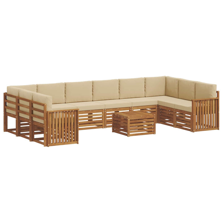 Udendørs sofagruppe 11 pcs Naturlig og Beige Massivt Akacietræ