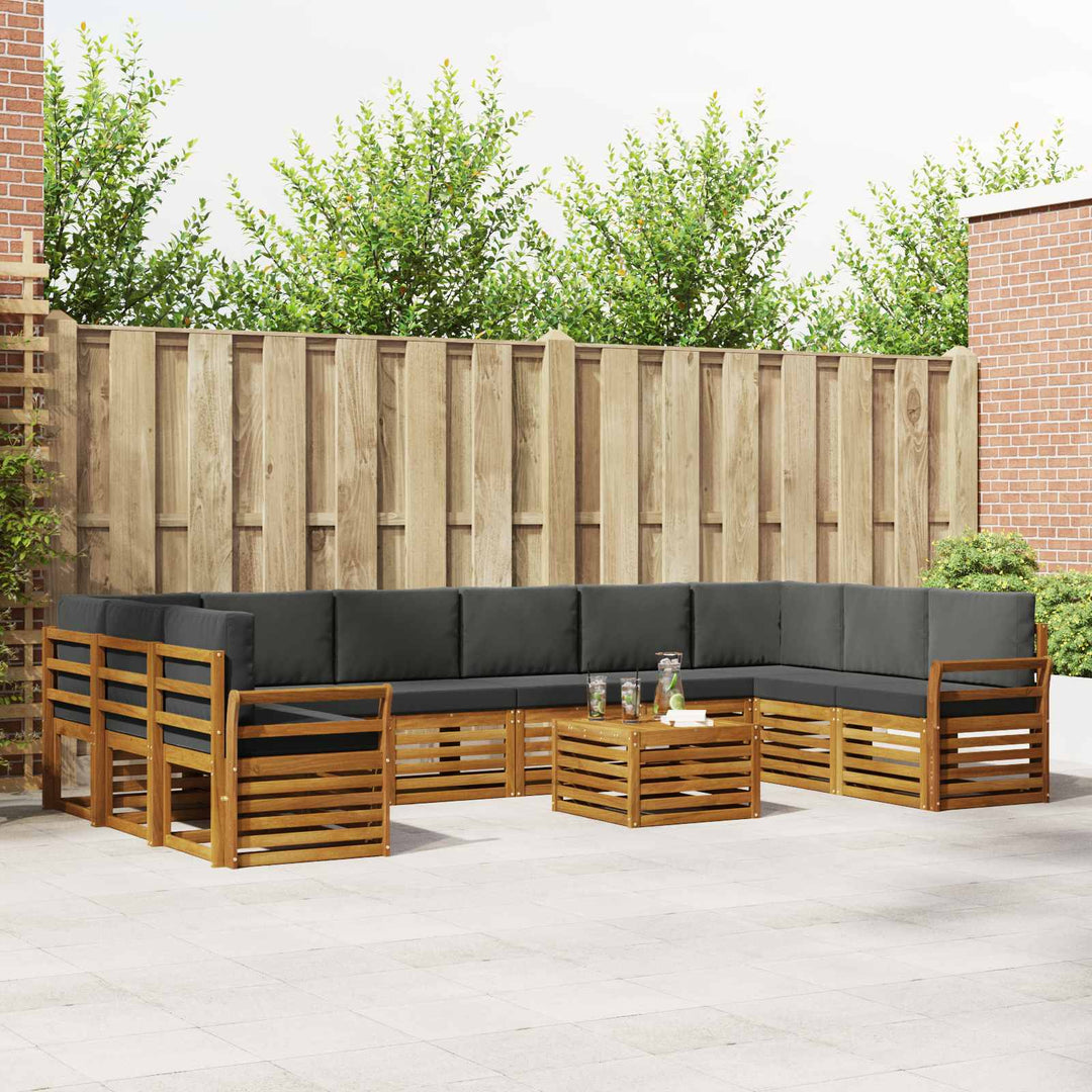 Udendørs sofagruppe med pude 11 pcs Naturlig og Antracit