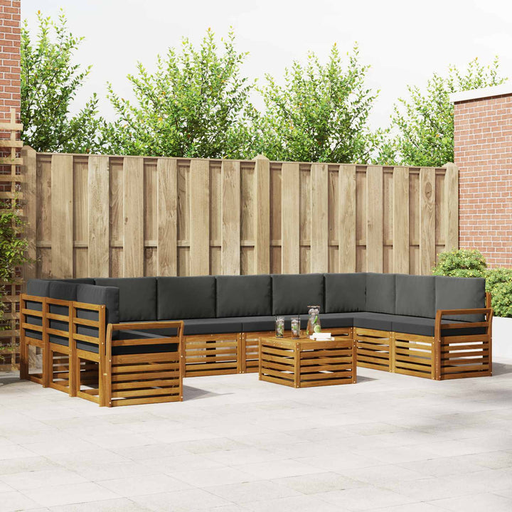 Udendørs sofagruppe med pude 11 pcs Naturlig og Antracit