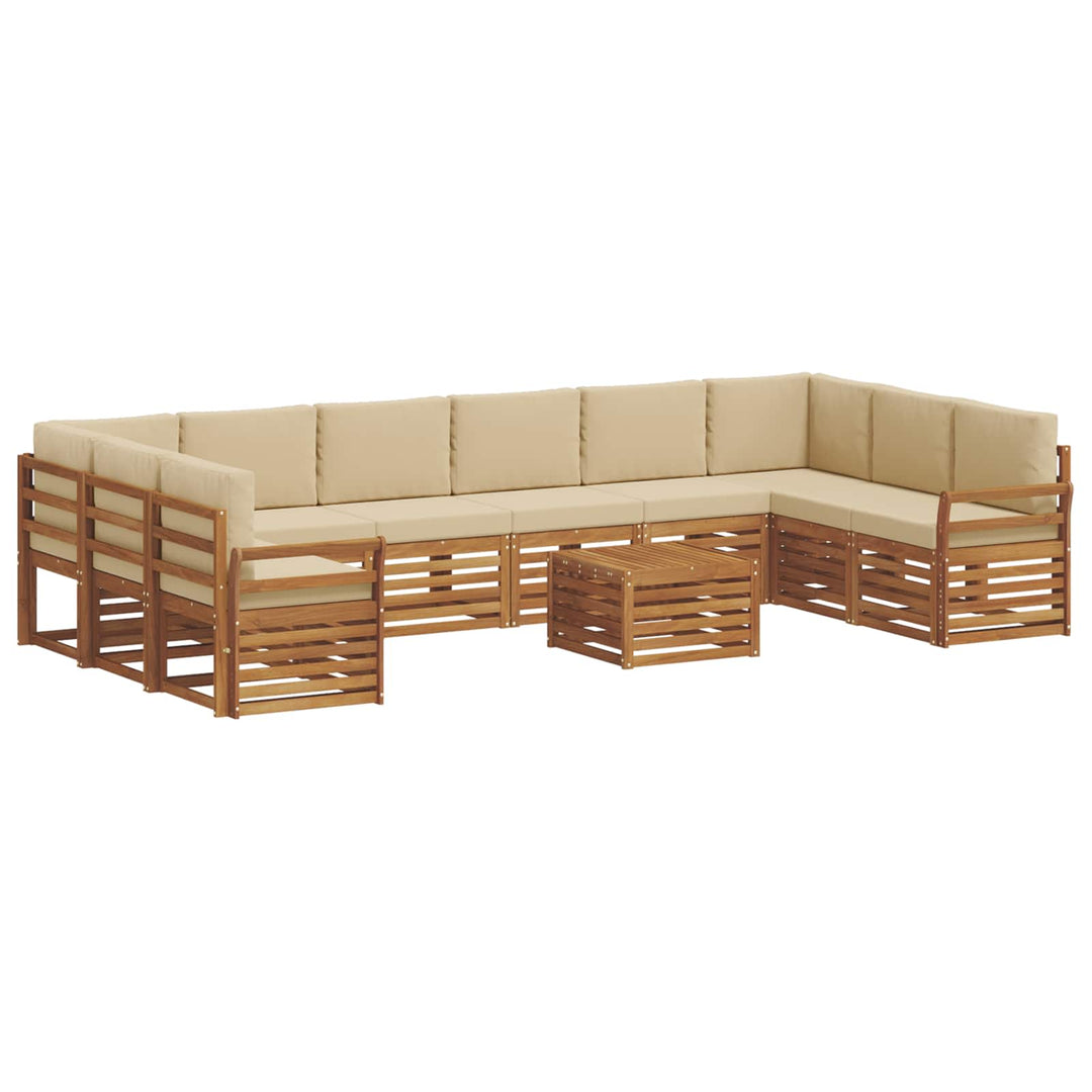 Udendørs sofagruppe 11 pcs Naturlig og Beige Massivt Akacietræ