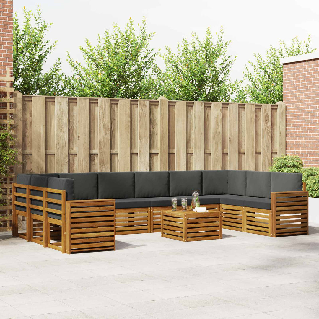 Udendørs sofagruppe med pude 11 pcs Naturlig og Antracit