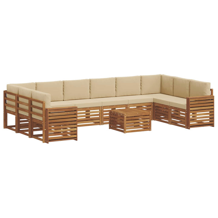 Udendørs sofagruppe 11 pcs Naturlig og Beige Massivt Akacietræ